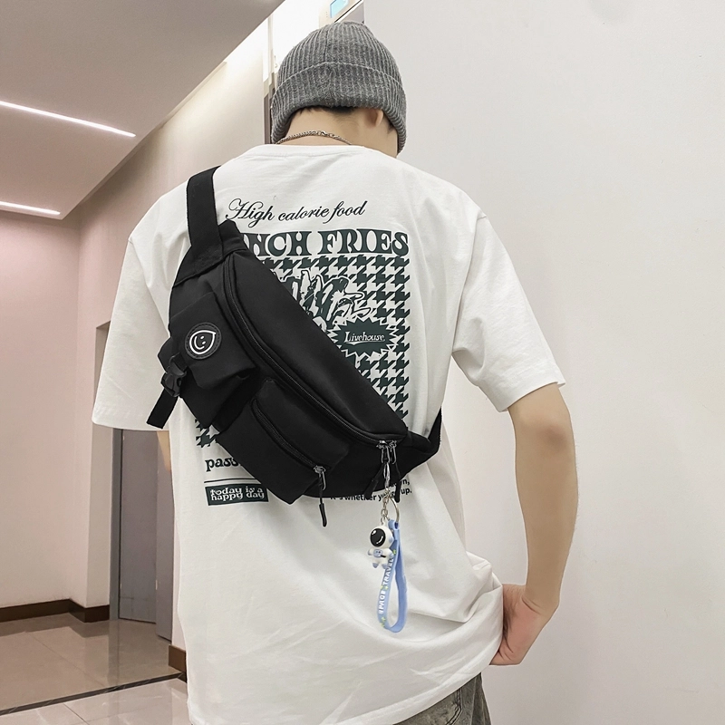 德力熊 日系休闲潮酷 尼龙 胸包 常规 男女同款情侣款 白红/白蓝/黑
