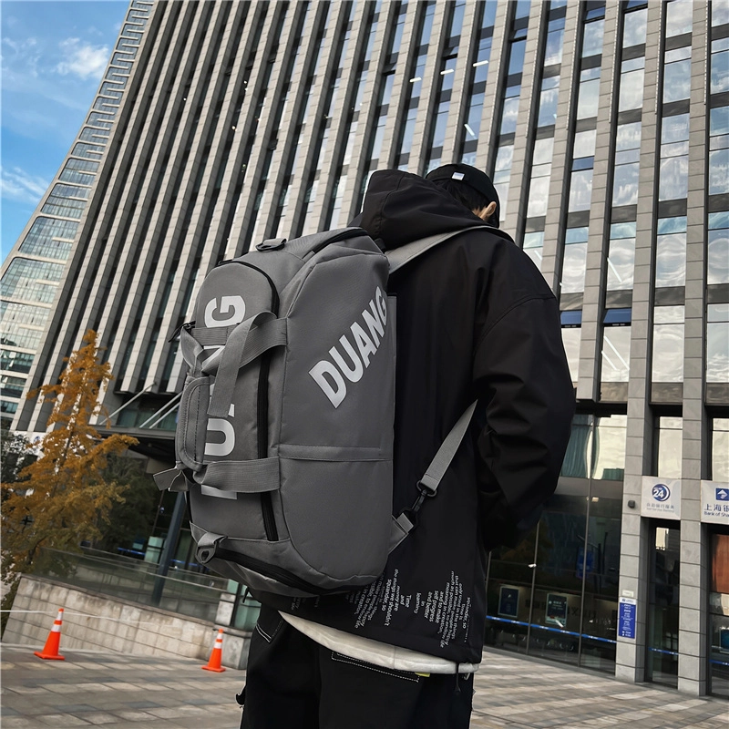 德力熊 大容量潮酷韩版潮流时尚运动休闲短途旅行 牛津布 可斜挎书包背包双肩包 常规 男女同款情侣款 黑色/灰色/卡其色