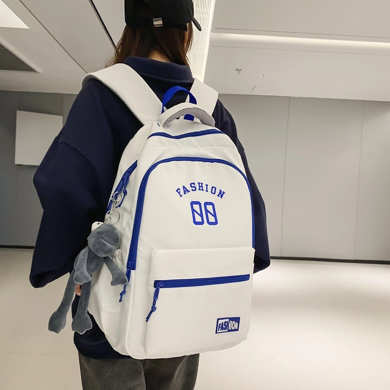 德力熊 多色大容量耐用时尚百搭韩版学生 尼龙 书包背包双肩包 常规 男女同款情侣款 黑/白/绿/粉/灰