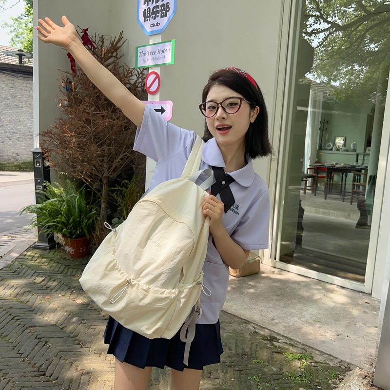 德力熊  尼龙男女通用多色超轻简约纯色双肩包尼龙大容量学生书包外出旅行背包