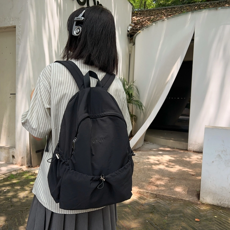 德力熊  尼龙男女通用多色超轻简约纯色双肩包尼龙大容量学生书包外出旅行背包