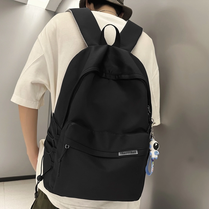德力熊 简约大容量旅行轻便 尼龙 书包背包双肩包 大号 白色/黑色