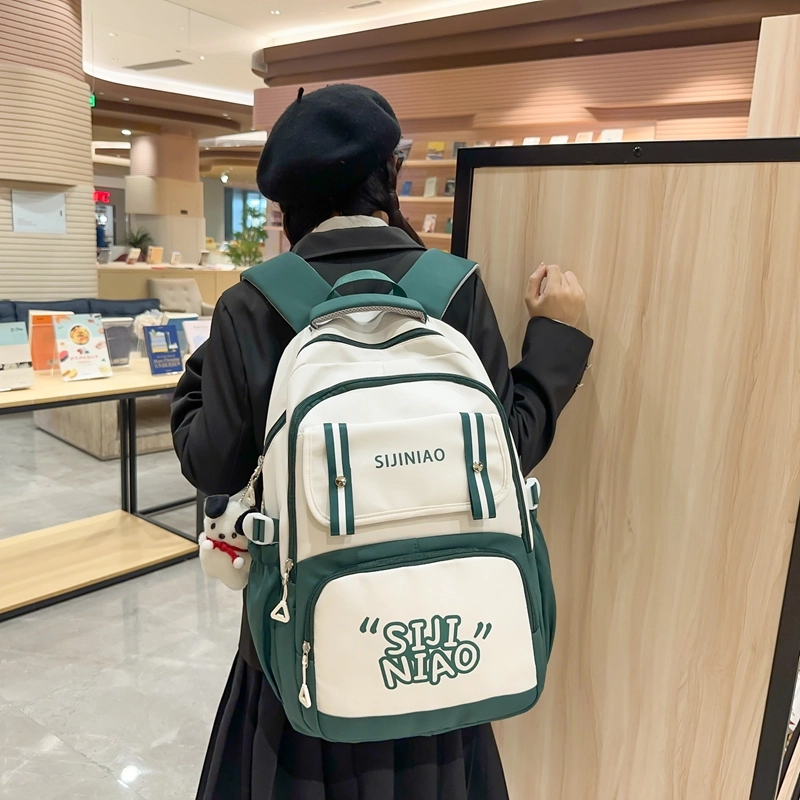 德力熊双肩包女初中女生大容量高中生小学生尼龙高颜值五六年级书包减负背包男女通用 多色