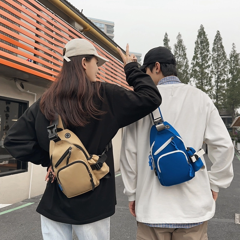 德力熊 轻便大容量纯色 尼龙 斜挎包胸包 常规 男女同款情侣款 黑色/白色/卡其色/蓝色