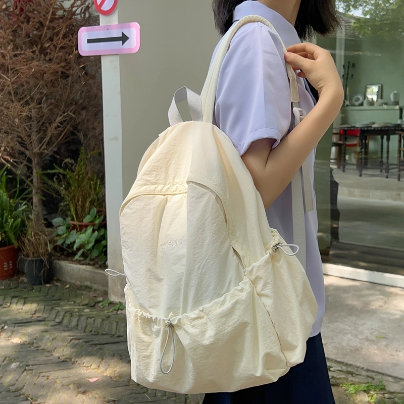 德力熊  尼龙男女通用多色超轻简约纯色双肩包尼龙大容量学生书包外出旅行背包
