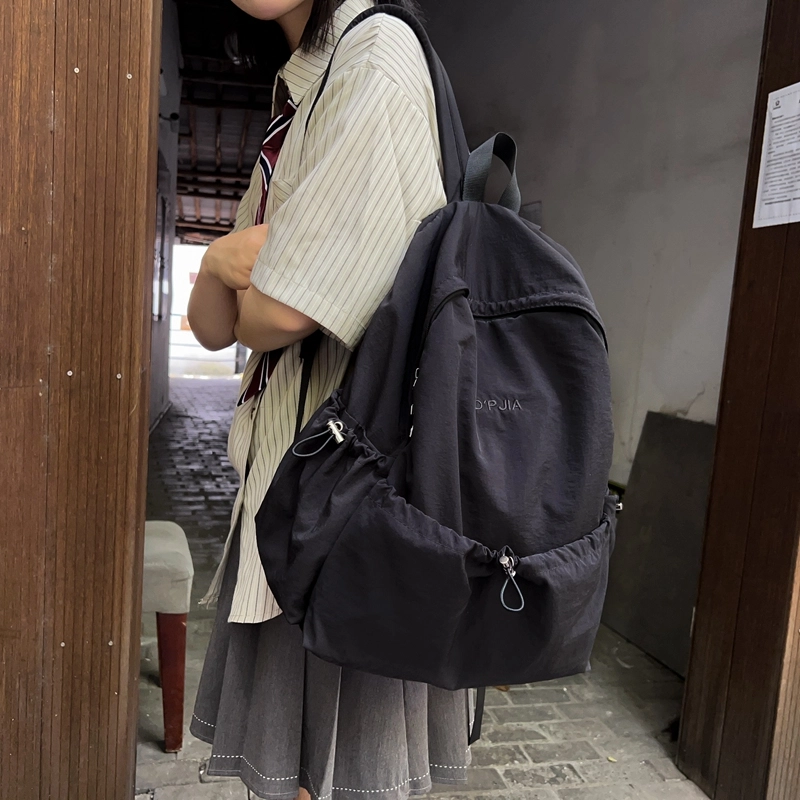 德力熊  尼龙男女通用多色超轻简约纯色双肩包尼龙大容量学生书包外出旅行背包