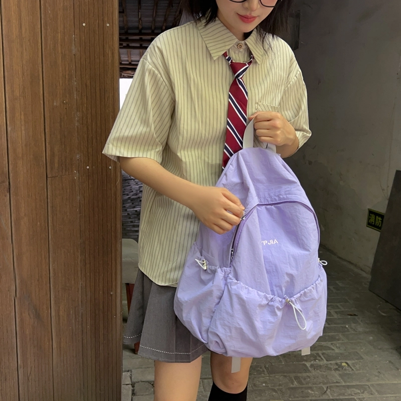 德力熊  尼龙男女通用多色超轻简约纯色双肩包尼龙大容量学生书包外出旅行背包