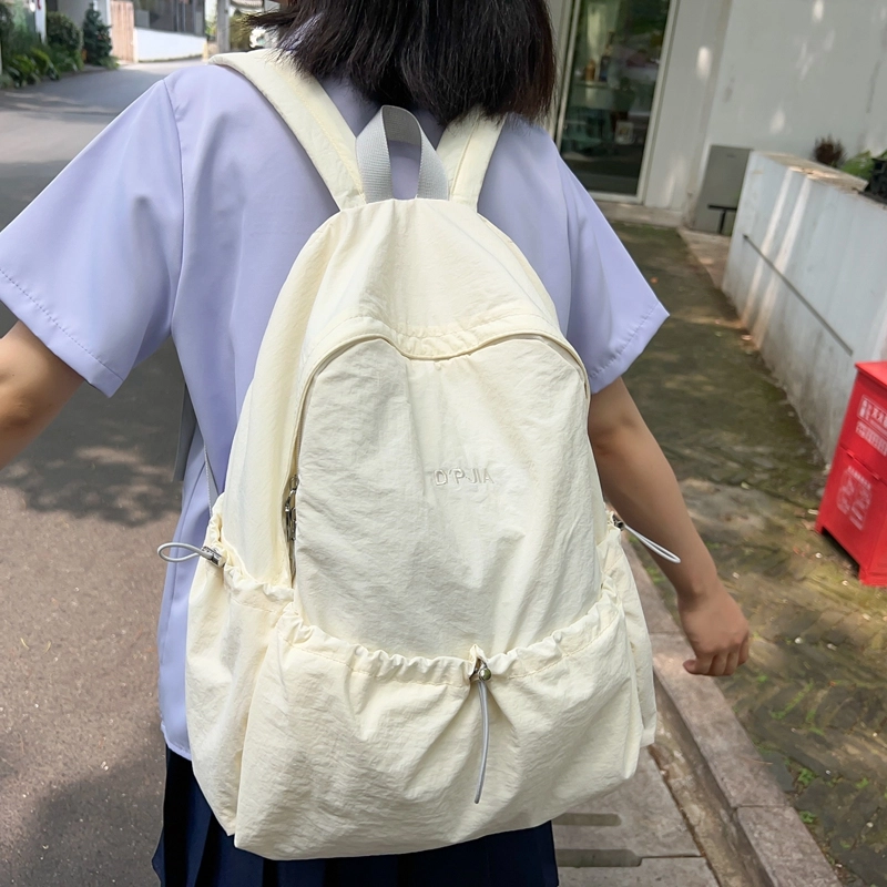 德力熊  尼龙男女通用多色超轻简约纯色双肩包尼龙大容量学生书包外出旅行背包