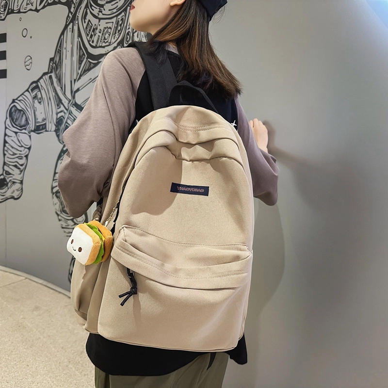 德力熊 旅行大容量轻便 尼龙 书包背包双肩包 大号 男女同款情侣款 米白色/灰色/黑色/卡其色