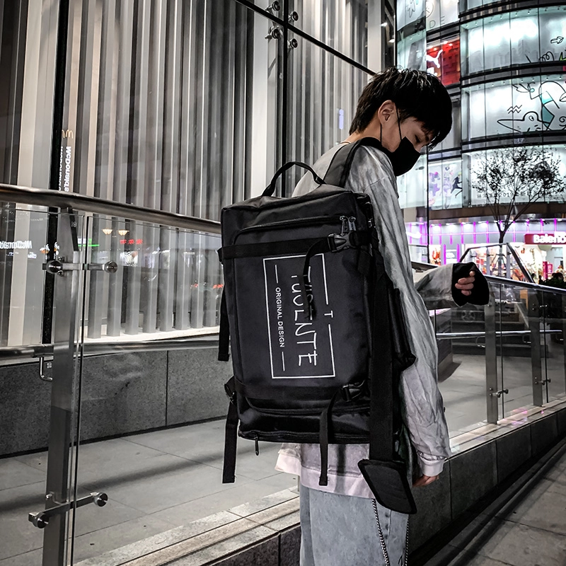 德力熊 便携多功能大容量短途旅行轻便运动休闲 牛津布 书包背包双肩包 大号 男女同款情侣款 浅灰/深灰/黑色/红色