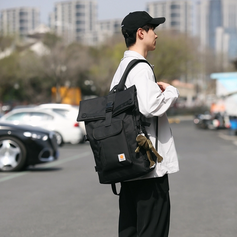 德力熊 大容量通用时尚潮酷旅游个性休闲拉链开合 牛津布 书包背包双肩包 常规 男女同款情侣款 黑