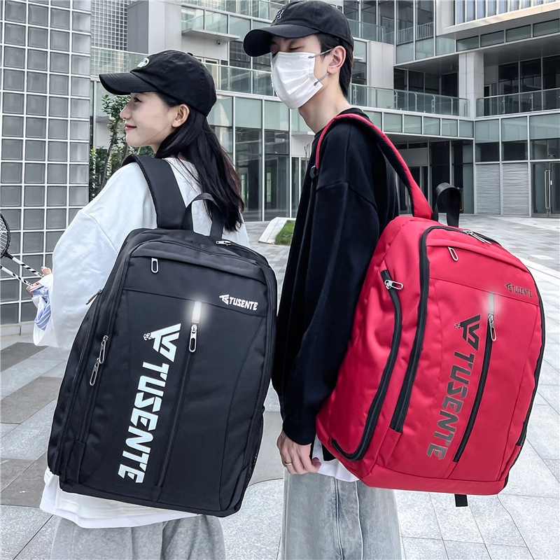 德力熊 潮牌独立鞋仓大容量多层收纳轻便 牛津布 书包背包双肩包 大号 男女同款情侣款 浅灰/深灰/黑色/红色