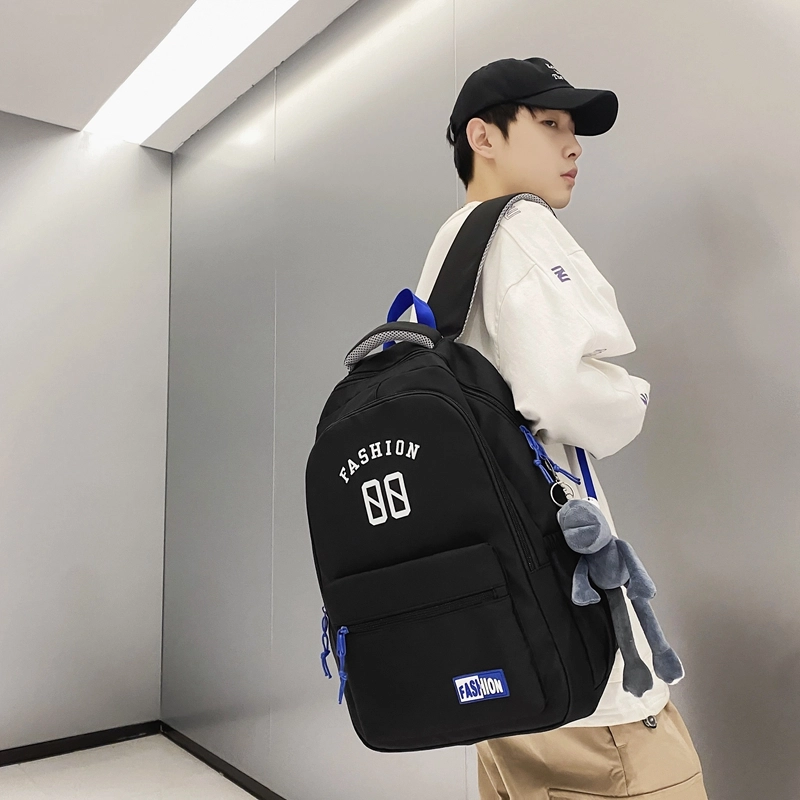 德力熊 多色大容量耐用时尚百搭韩版学生 尼龙 书包背包双肩包 常规 男女同款情侣款 黑/白/绿/粉/灰