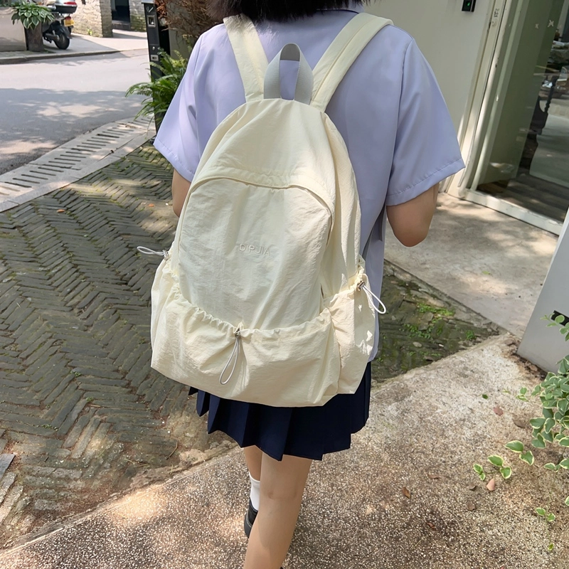 德力熊  尼龙男女通用多色超轻简约纯色双肩包尼龙大容量学生书包外出旅行背包