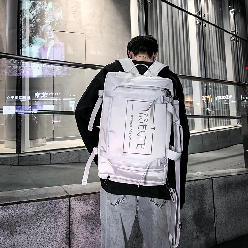 德力熊 便携多功能大容量短途旅行轻便运动休闲 牛津布 书包背包双肩包 大号 男女同款情侣款 浅灰/深灰/黑色/红色
