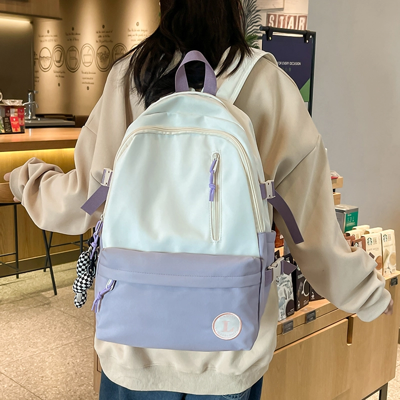德力熊 防水大容量轻便便携 尼龙 书包背包双肩包 大号 男女同款情侣款 灰/黑/紫罗兰/绿