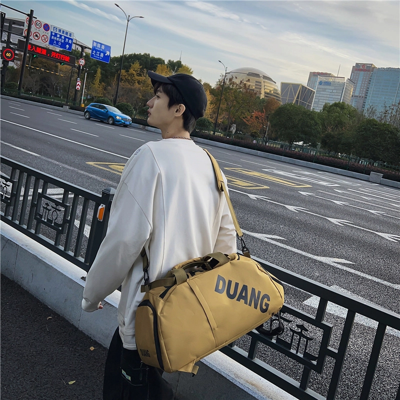 德力熊 大容量潮酷韩版潮流时尚运动休闲短途旅行 牛津布 可斜挎书包背包双肩包 常规 男女同款情侣款 黑色/灰色/卡其色
