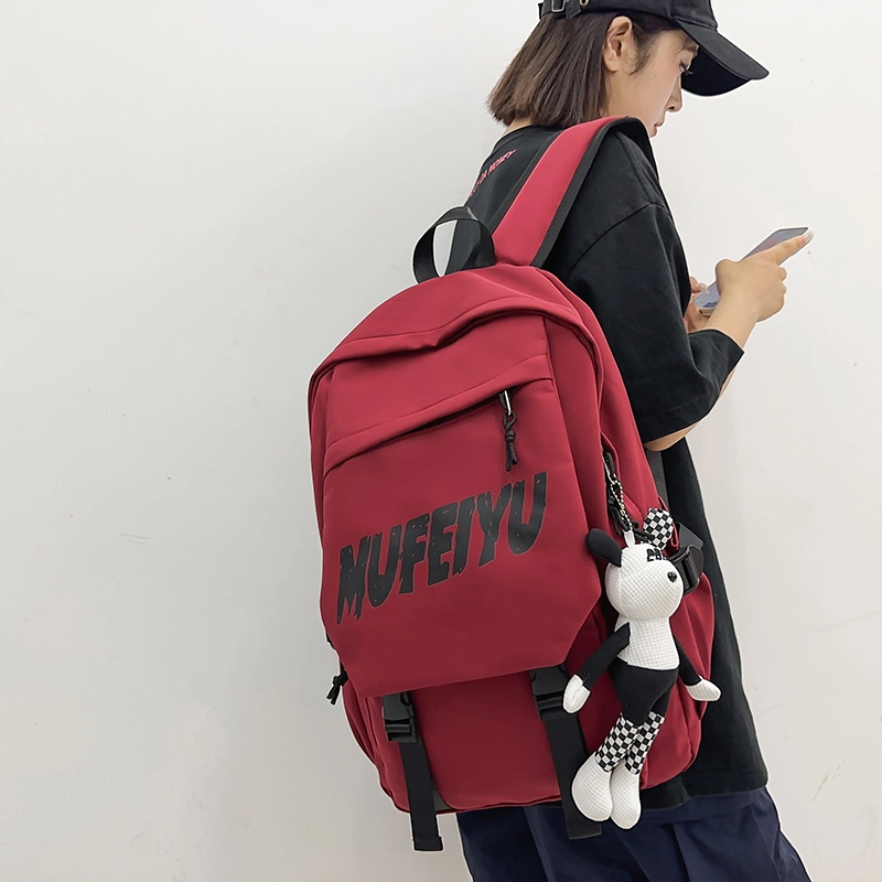 德力熊 减负护脊 潮流高颜值 尼龙布 双肩包 常规 男女同款情侣款 黑/红/白/灰