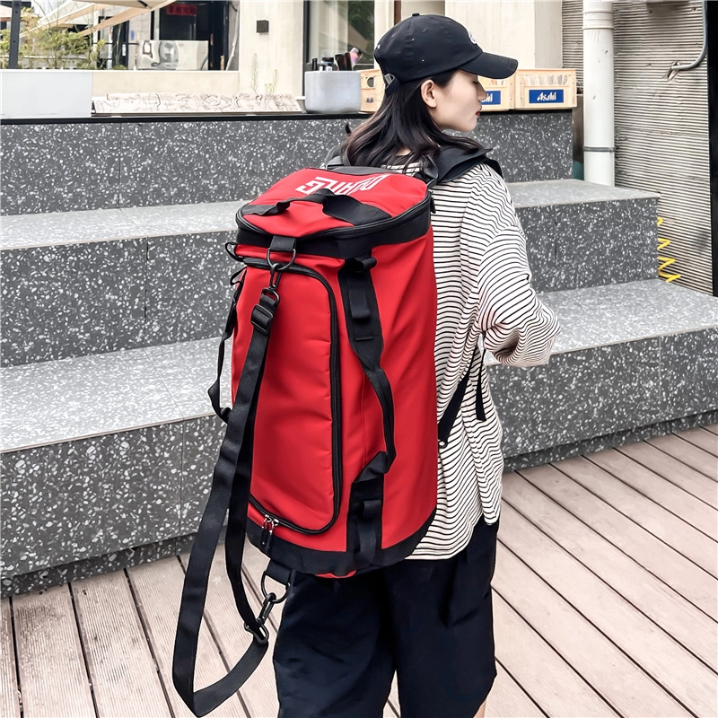 德力熊 大容量多功能运动休闲 织物 书包背包双肩包 大号 男女同款情侣款 蓝绿色/米白色/黑色/红色