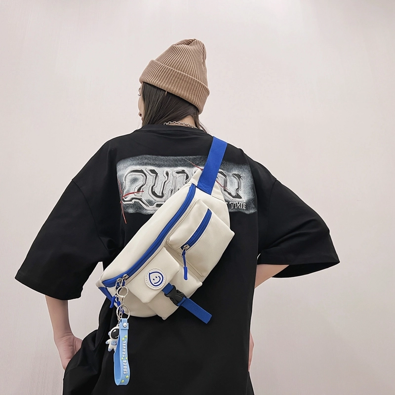 德力熊 日系休闲潮酷 尼龙 胸包 常规 男女同款情侣款 白红/白蓝/黑