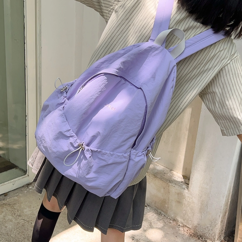 德力熊  尼龙男女通用多色超轻简约纯色双肩包尼龙大容量学生书包外出旅行背包