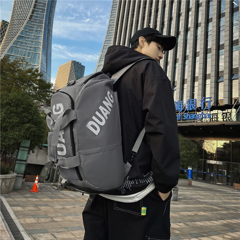 德力熊 大容量潮酷韩版潮流时尚运动休闲短途旅行 牛津布 可斜挎书包背包双肩包 常规 男女同款情侣款 黑色/灰色/卡其色