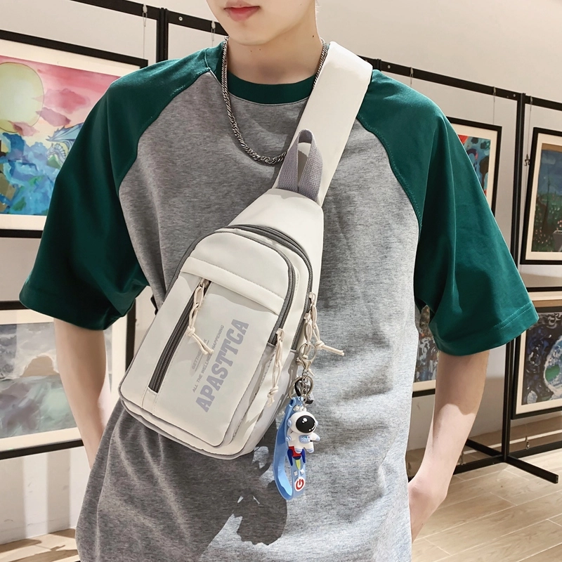 德力熊 休闲百搭韩版撞色简约时尚 尼龙 胸包 常规 男女同款情侣款 克莱因蓝/桔/浅灰/黑
