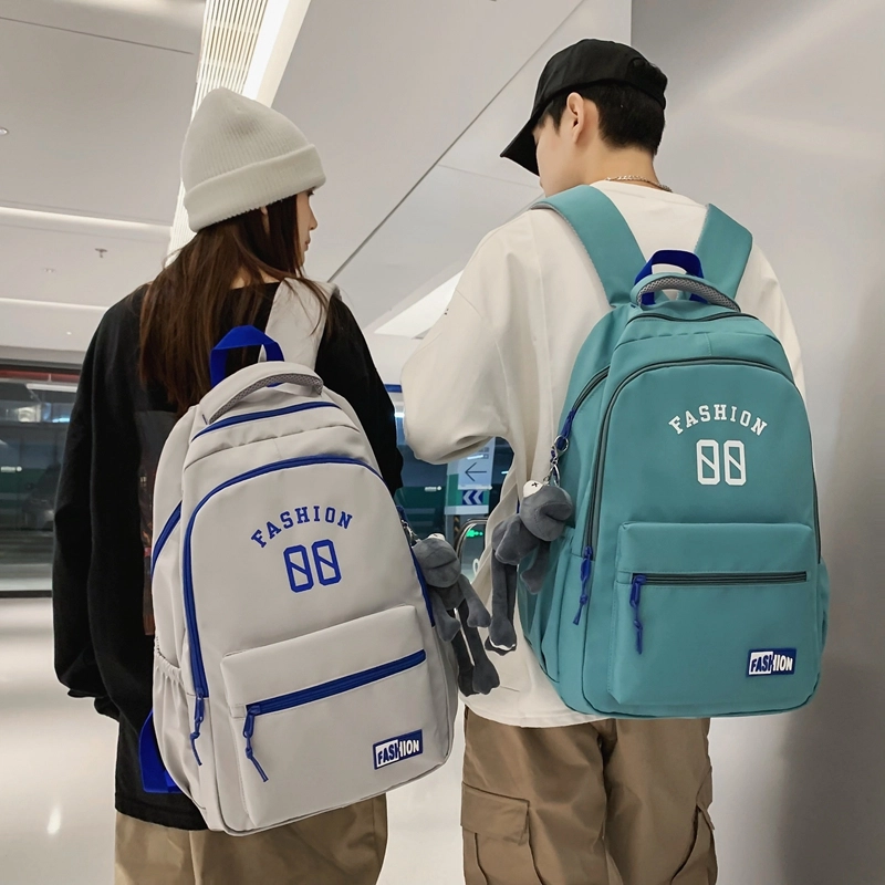 德力熊 多色大容量耐用时尚百搭韩版学生 尼龙 书包背包双肩包 常规 男女同款情侣款 黑/白/绿/粉/灰