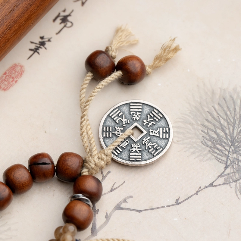 仙源 山鬼花钱 编绳设计复古民族风文玩念珠 平安福 节日礼盒 檀木 手串 男女同款情侣款