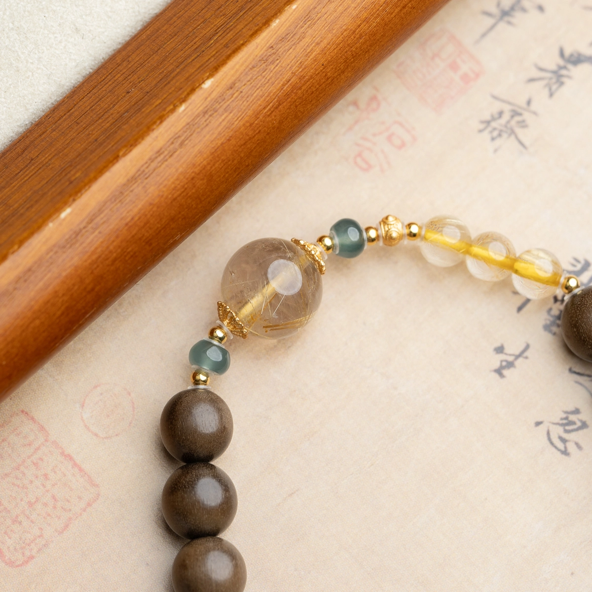 仙源 多财多福 新中式文玩佛珠 招财纳福 文艺复古风 檀木 手串 男女同款情侣款