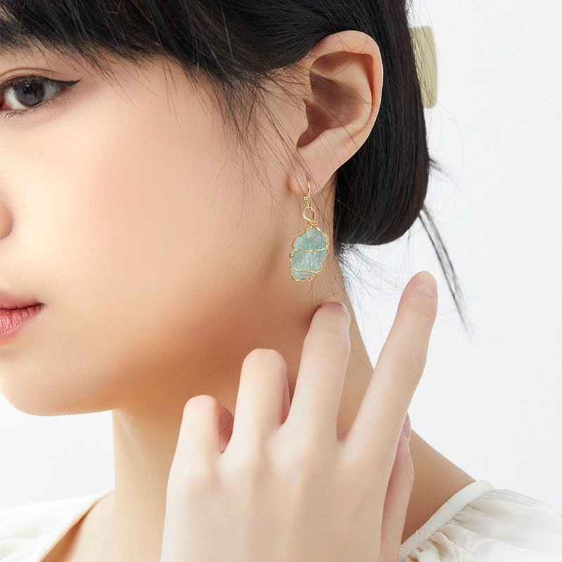 六珍堂 原创设计感小清新国潮 水晶 玉石耳环 女款