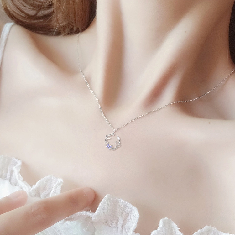 六珍堂 新中式时尚简约 轻奢高级感蝴蝶锁骨链 琉璃 玉石项链 女款
