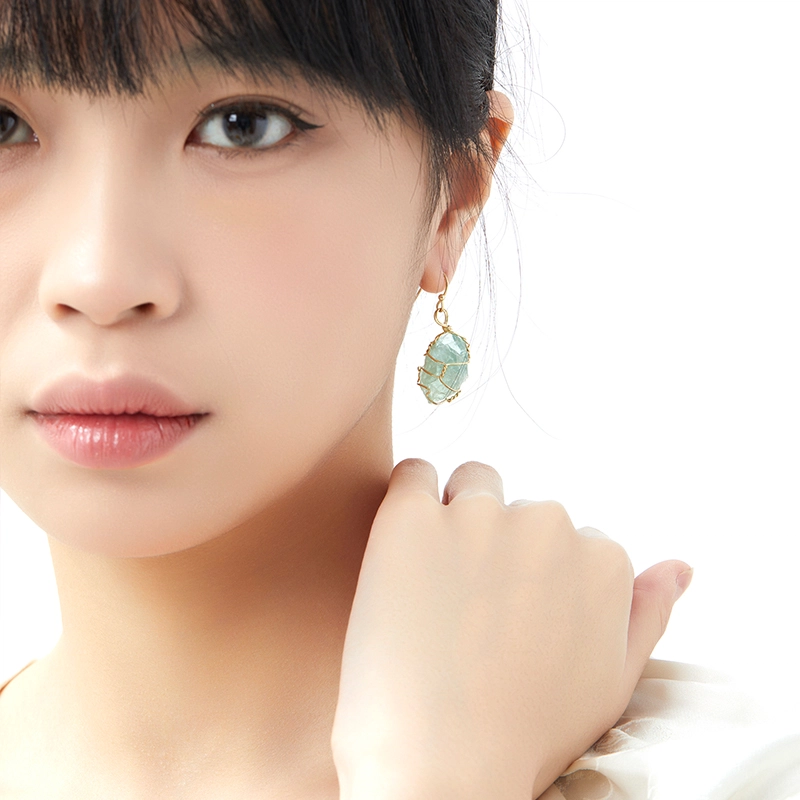 六珍堂 原创设计感小清新国潮 水晶 玉石耳环 女款