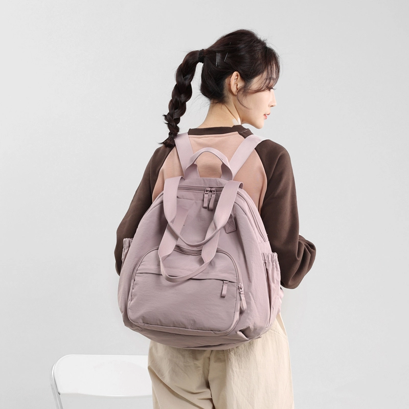 泰克森 潮流 百搭 休闲 尼龙 双肩包 女款 黑色/粉红色/紫色/卡其色/浅绿色/浅蓝色/土绿色/田园黄