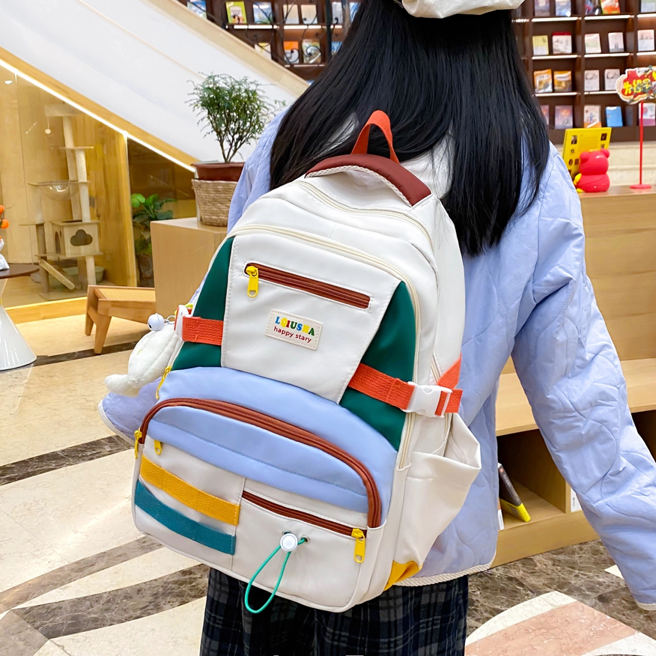 泰克森 大容量休闲简约出行 尼龙 双肩包 男女同款情侣款 黑色/黄色/蓝色/粉色