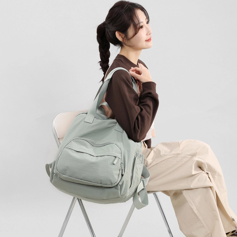 泰克森 潮流 百搭 休闲 尼龙 双肩包 女款 黑色/粉红色/紫色/卡其色/浅绿色/浅蓝色/土绿色/田园黄