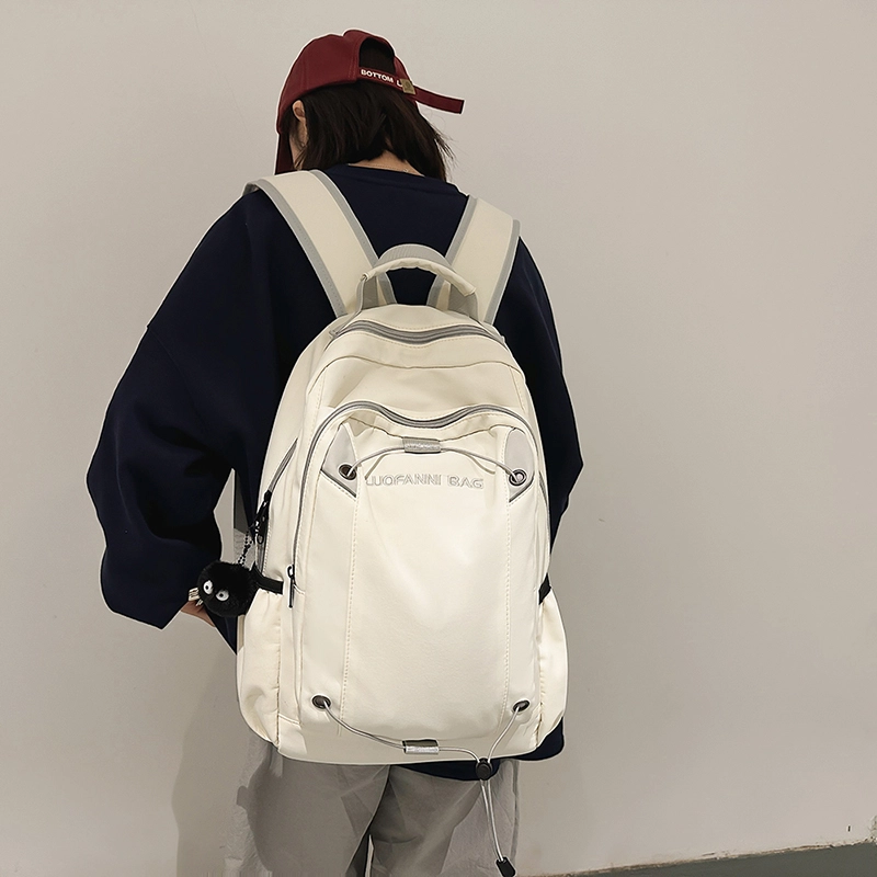 泰克森 时尚休闲 尼龙 双肩包 大号 男女同款情侣款 米白色/黑色/卡其色/蓝色