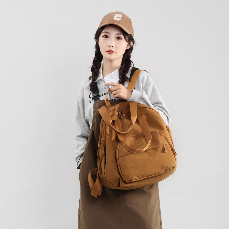 泰克森 潮流 百搭 休闲 尼龙 双肩包 女款 黑色/粉红色/紫色/卡其色/浅绿色/浅蓝色/土绿色/田园黄