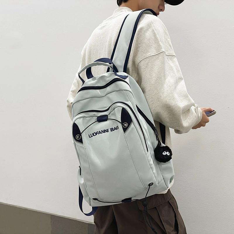 泰克森 时尚休闲 尼龙 双肩包 大号 男女同款情侣款 米白色/黑色/卡其色/蓝色