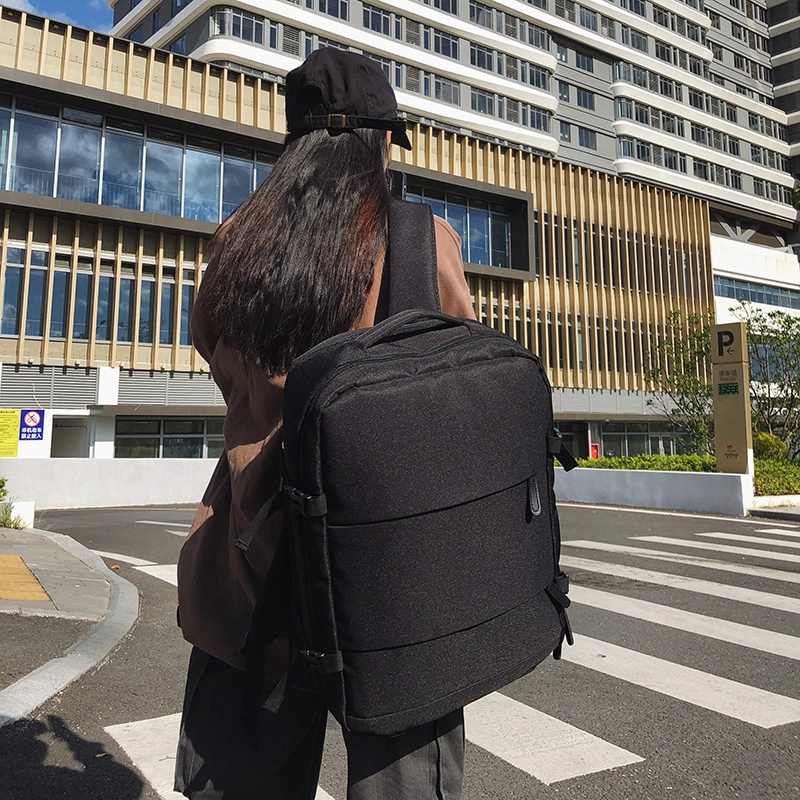 泰克森 大容量出行简约背包 尼龙 双肩包 常规 男女同款情侣款 黑色/粉色/白色/灰色/绿色