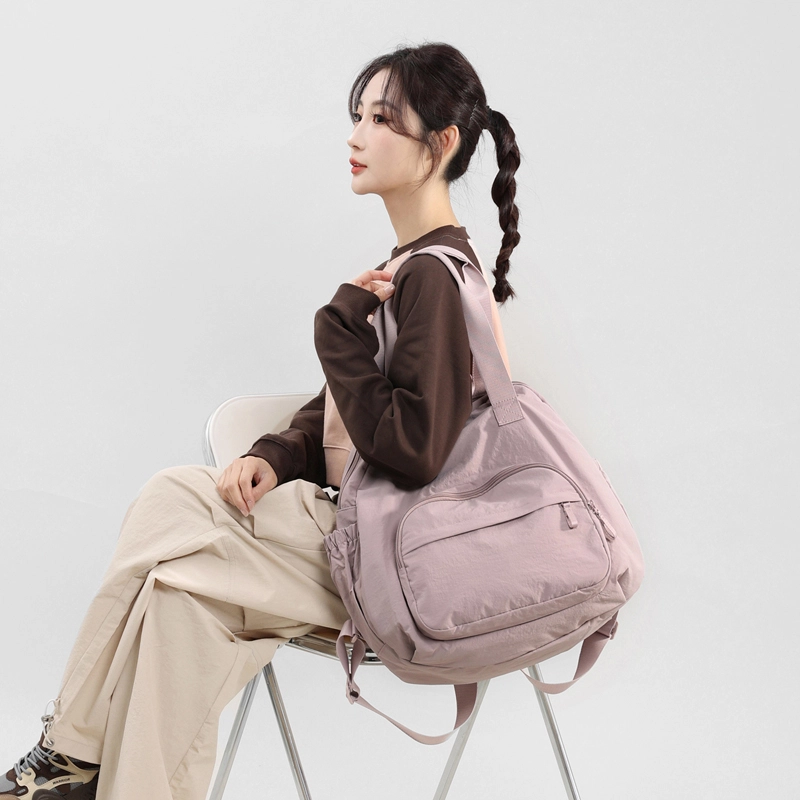泰克森 潮流 百搭 休闲 尼龙 双肩包 女款 黑色/粉红色/紫色/卡其色/浅绿色/浅蓝色/土绿色/田园黄