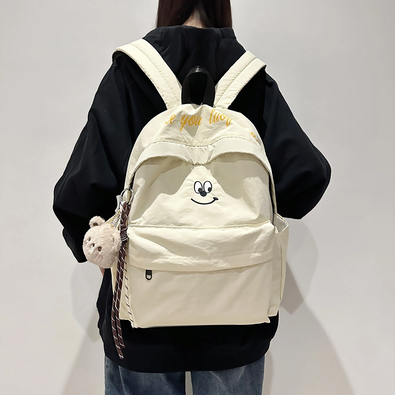 泰克森 休闲 百搭 尼龙 双肩包 常规 男女同款情侣款 米白色/黑色/咖啡色/天蓝色