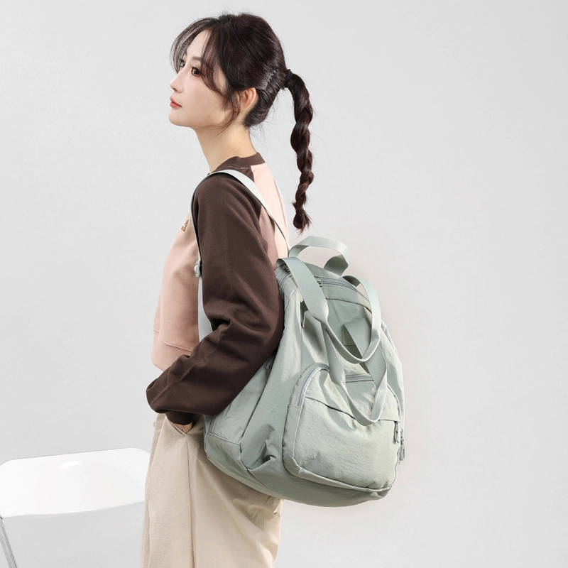 泰克森 潮流 百搭 休闲 尼龙 双肩包 女款 黑色/粉红色/紫色/卡其色/浅绿色/浅蓝色/土绿色/田园黄