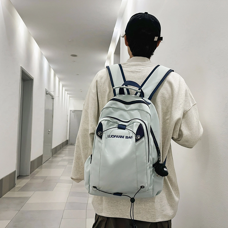 泰克森 时尚休闲 尼龙 双肩包 大号 男女同款情侣款 米白色/黑色/卡其色/蓝色