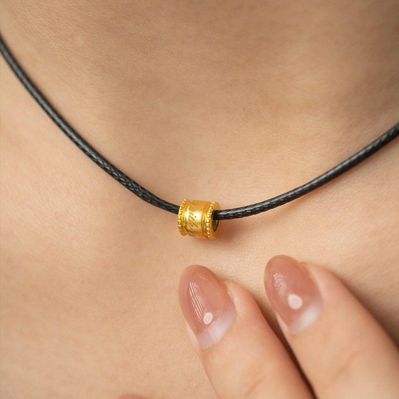 【可定制刻字】 贝灵珠宝 转运珠 小蛮腰串珠 足金 一口价 黄金吊坠 男女同款情侣款