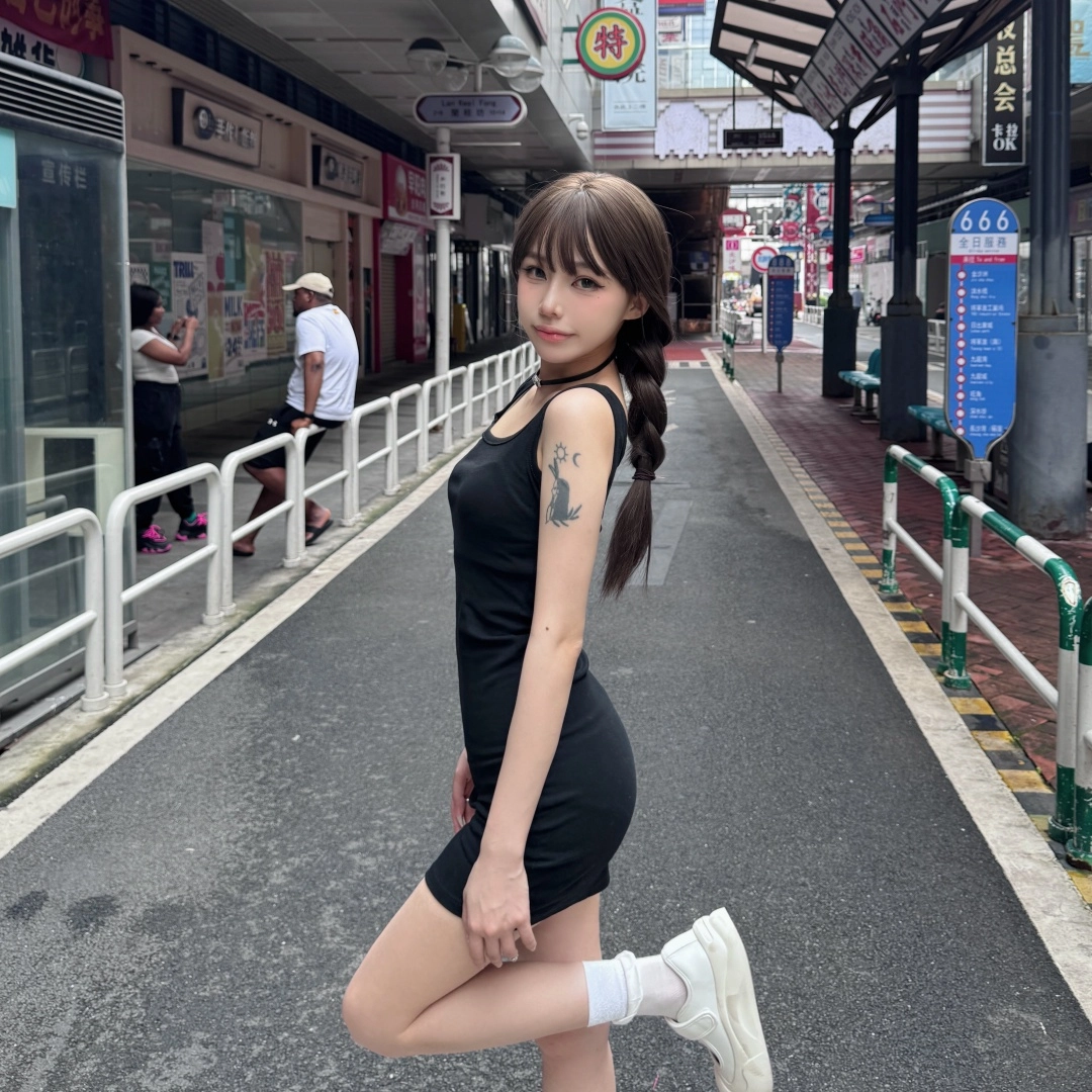 美丽衣橱 纯色修身方领短款无袖连衣裙 女款 黑色