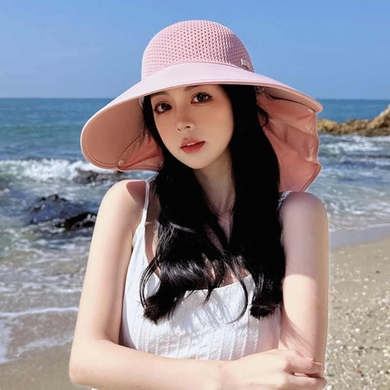 祎步康 大檐防晒可拆卸披肩护颈空顶 户外出游遮阳 涤纶 渔夫帽 女款