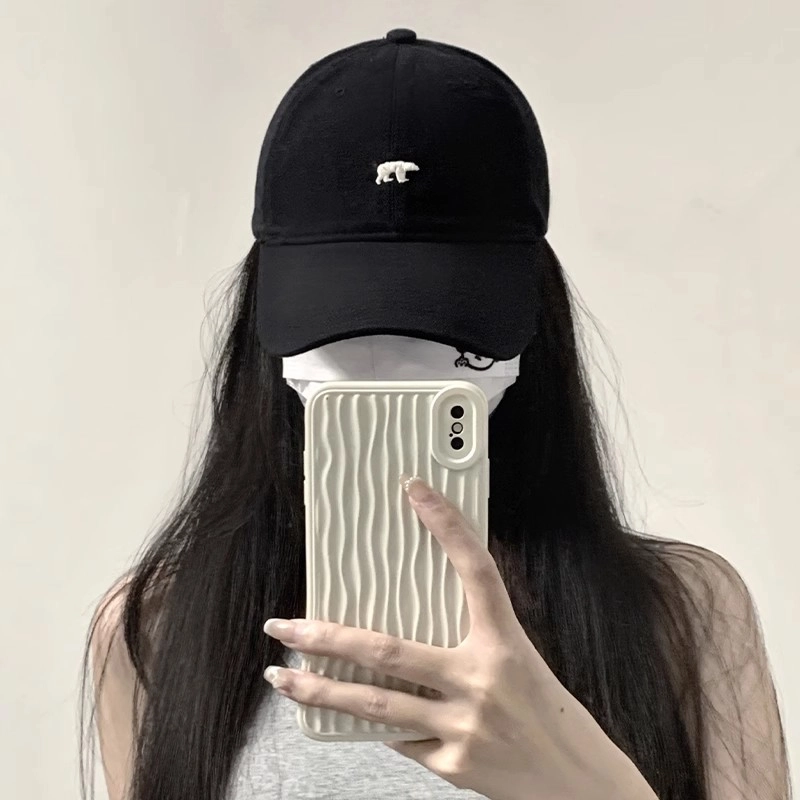 祎步康 刺绣小熊图案大头围显脸小 棉质 鸭舌帽 男女同款情侣款