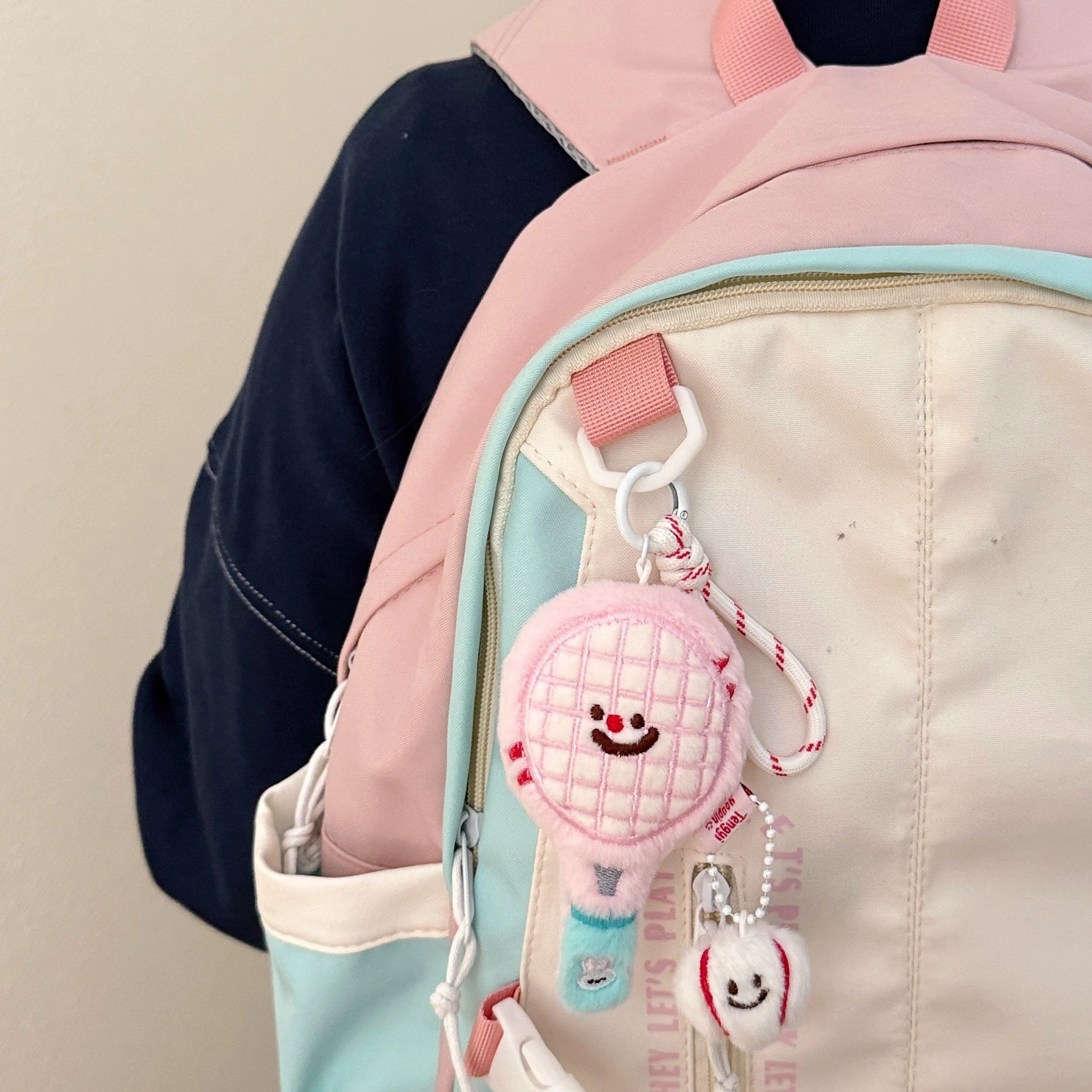 祎步康 创意可爱萌趣网球拍公仔少女包包钥匙扣挂坠闺蜜挂饰 毛绒 挂件 男女同款情侣款