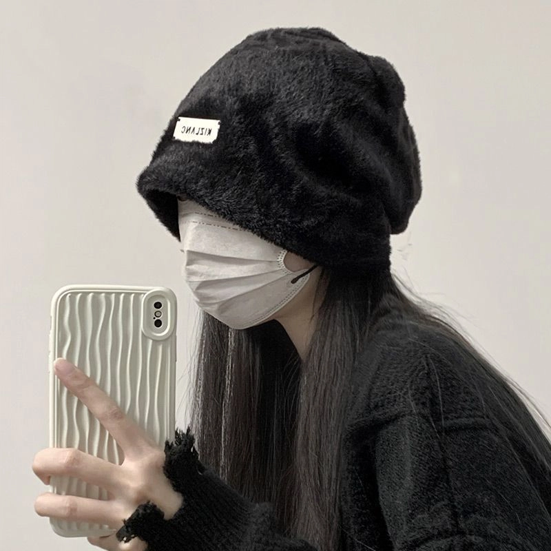 祎步康 新款堆堆帽冬季保暖遮脸防寒毛绒渔夫帽子大头围显脸小毛毛冷帽 兔毛混纺 绒线帽 男女同款情侣款